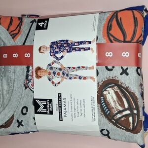 Boys Organic Cotton Pajama Set Sports & Movies 4 Piece Size 6 Member's Mark